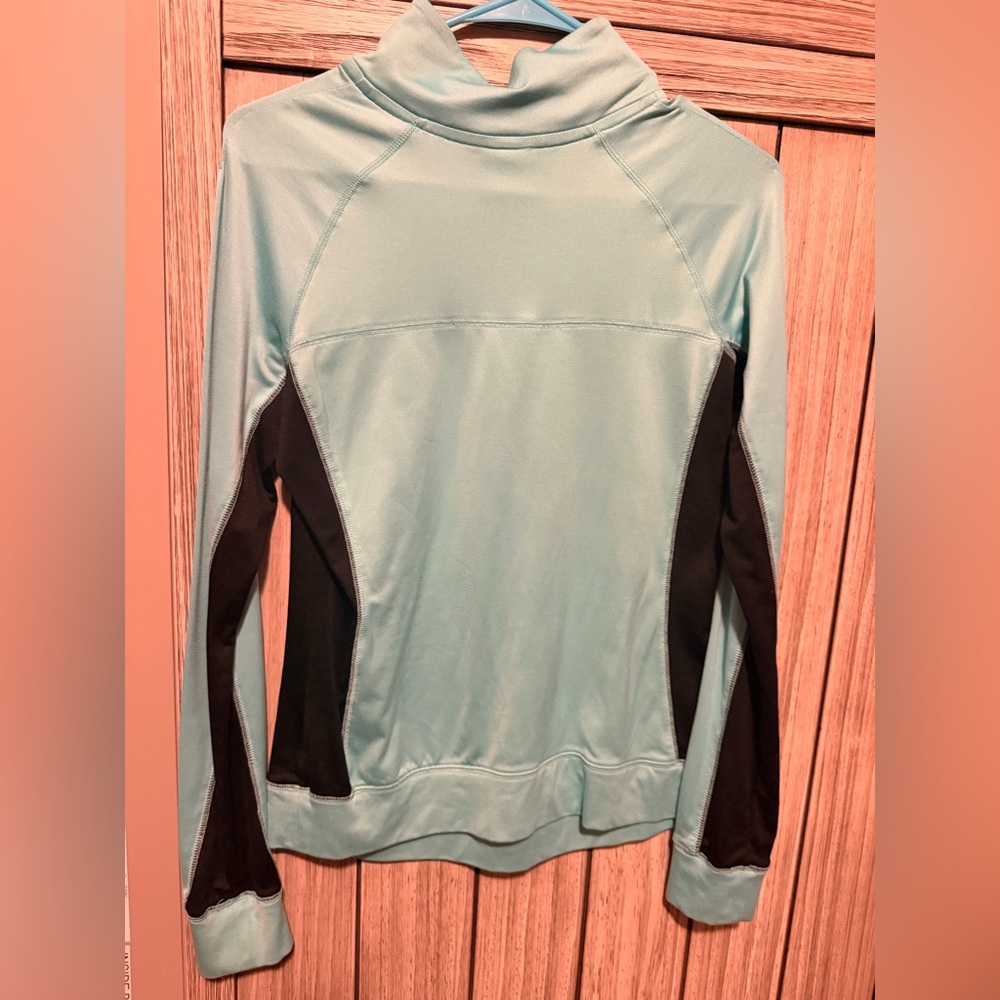 PINK Half Zip Athletic Pullover – Aqua Blue & Black – Size Small - Picture 2 of 2